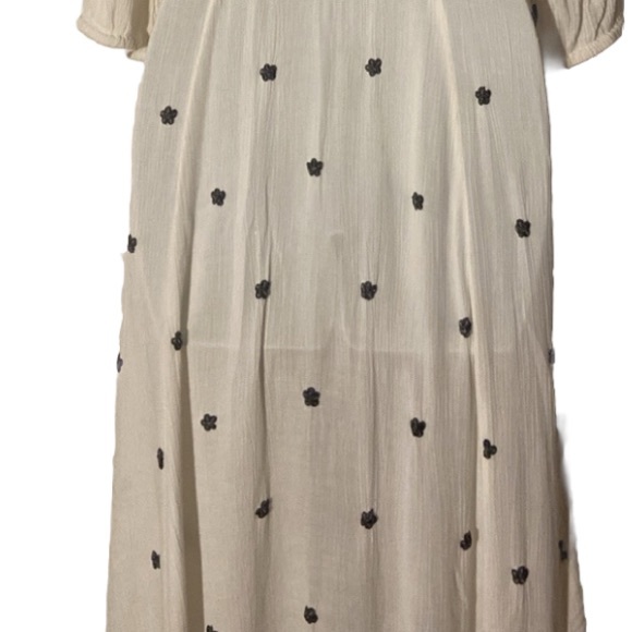FREE PEOPLE Fable midi Boho XS White Rayon Black Floral Embroidered Dress - Picture 5 of 8